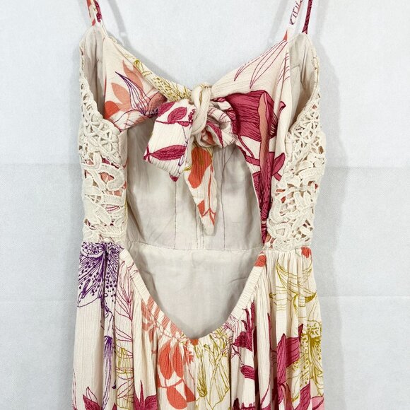 Illa Illa Lace Floral Maxi Dress Slit V-Neck Sleeveless Boho - Size Small - Picture 6 of 10